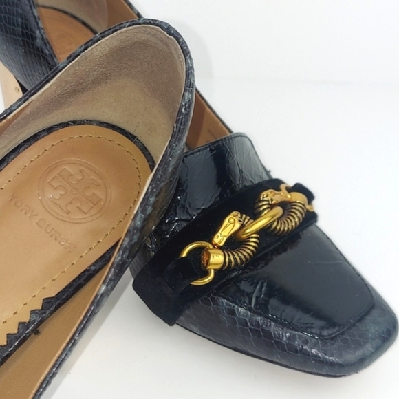 Tory Burch Black and Gold Chain Heels - Picture 5 of 16